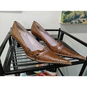 Wow! Nine West Studio Size 10 Belvahr Pointed Toe Shoes Alligator Snake Print